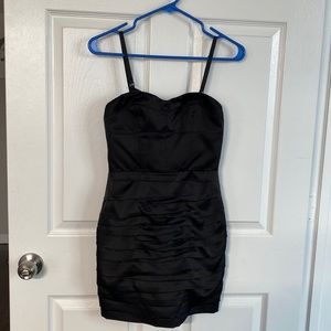 Express Size 0 Black Strapless Convertible Mini Ruched Dress